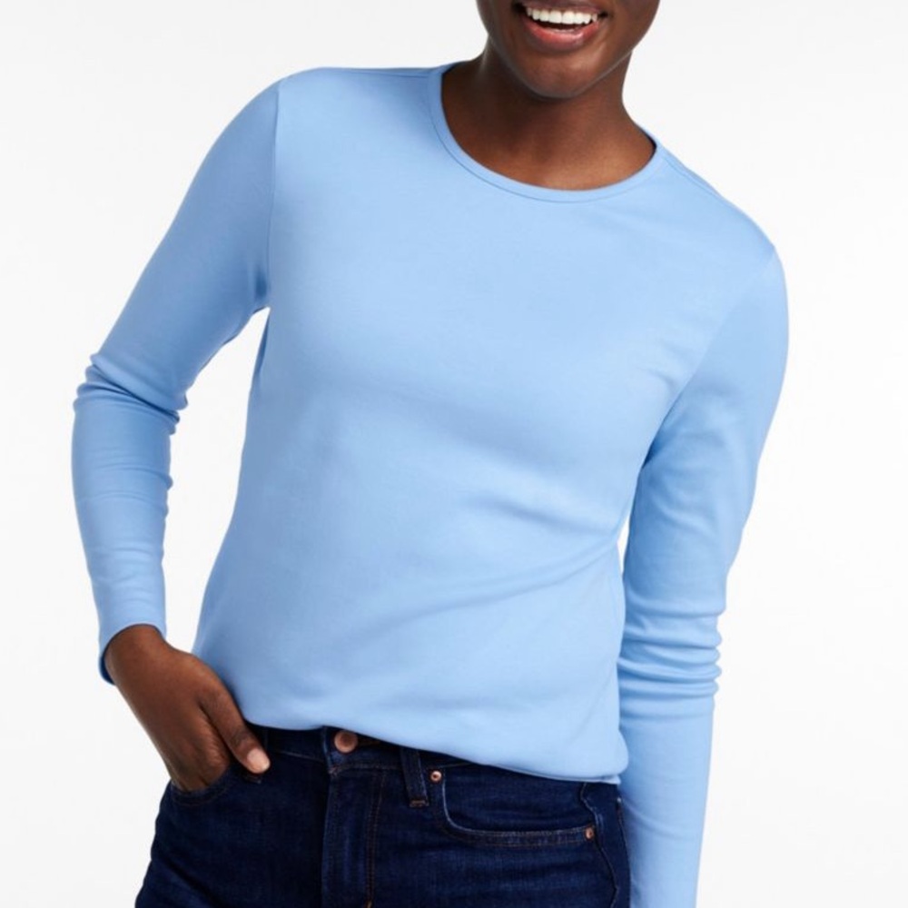 L.L. Bean Women's Pima Cotton Tee Long Sleeve Crewneck in Lake